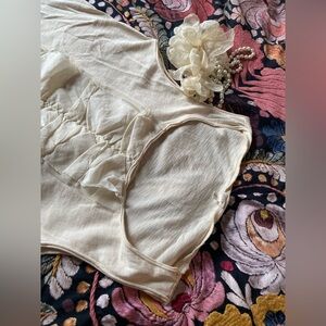 J.Crew Cream Ruffled Sleeveless Top